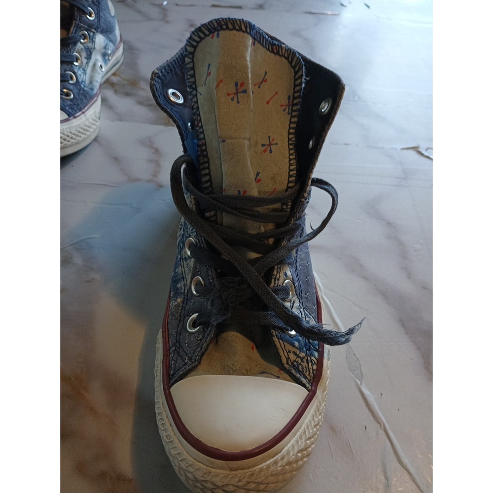 Y2K Style Disstresed Womens Convers All Star Rare Patch Work Denim Graphic Sz7.5 - Picture 10 of 16